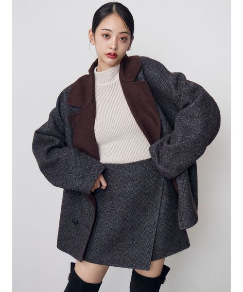 MURUA(ムルーア)の「【セットアップ対応】ヘリンボンミニスカート 冬服(スカート・レディース・パープル/ブラック・2/1)」の16枚目の写真