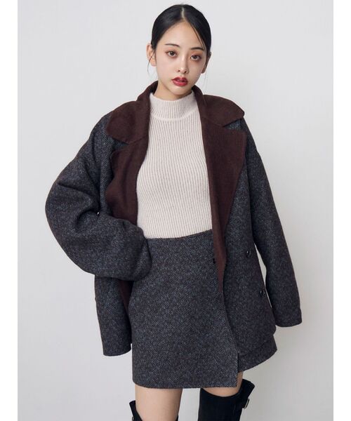 MURUA(ムルーア)の「【セットアップ対応】ヘリンボンミニスカート 冬服(スカート・レディース・パープル/ブラック・2/1)」の17枚目の写真