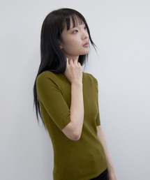 ウールハイネック半袖ニット