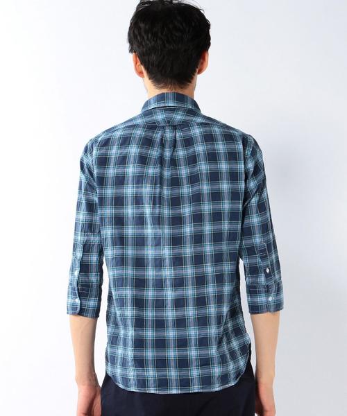 coen（コーエン）の「シャーリングチェック七分袖シャツ（シャツ/ブラウス・メンズ・レッド/ネイビー・SMALL/X-SMALL/MEDIUM/X-LARGE/LARGE）」の12枚目の写真