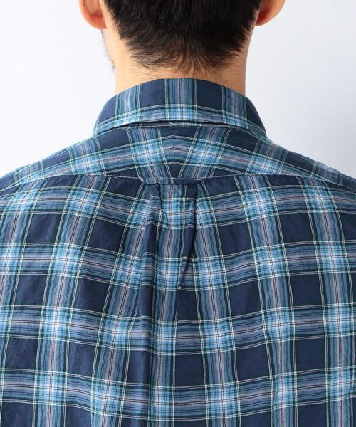 coen（コーエン）の「シャーリングチェック七分袖シャツ（シャツ/ブラウス・メンズ・レッド/ネイビー・SMALL/X-SMALL/MEDIUM/X-LARGE/LARGE）」の9枚目の写真