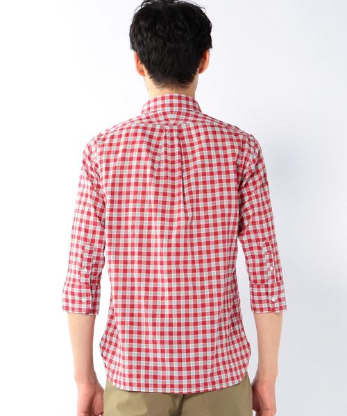 coen（コーエン）の「シャーリングチェック七分袖シャツ（シャツ/ブラウス・メンズ・レッド/ネイビー・SMALL/X-SMALL/MEDIUM/X-LARGE/LARGE）」の10枚目の写真