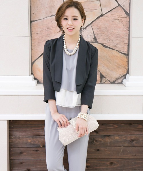 PourVous（プールヴー）の「大人の女性の雰囲気醸し出すショールカラー ボレロ 結婚式対応 オケージョン （テーラードジャケット・レディース・ブラック/グレイッシュベージュ/ベージュ/ミント・XL/L/M/XXL）」の22枚目の写真