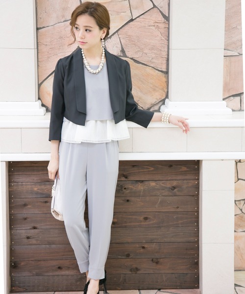 PourVous（プールヴー）の「大人の女性の雰囲気醸し出すショールカラー ボレロ 結婚式対応 オケージョン （テーラードジャケット・レディース・ブラック/グレイッシュベージュ/ベージュ/ミント・XL/L/M/XXL）」の21枚目の写真