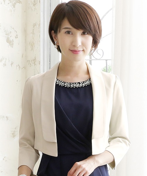 PourVous（プールヴー）の「大人の女性の雰囲気醸し出すショールカラー ボレロ 結婚式対応 オケージョン （テーラードジャケット・レディース・ブラック/グレイッシュベージュ/ベージュ/ミント・XL/L/M/XXL）」の20枚目の写真