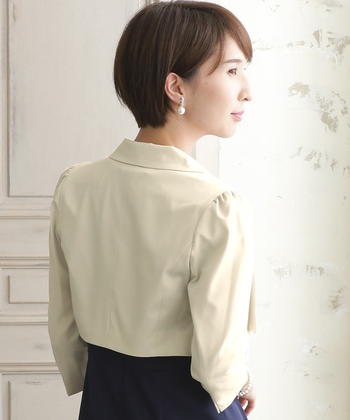 PourVous（プールヴー）の「大人の女性の雰囲気醸し出すショールカラー ボレロ 結婚式対応 オケージョン （テーラードジャケット・レディース・ブラック/グレイッシュベージュ/ベージュ/ミント・XL/L/M/XXL）」の18枚目の写真