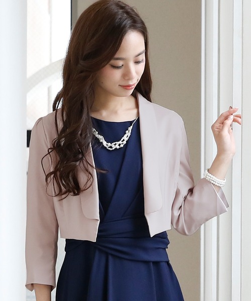 PourVous（プールヴー）の「大人の女性の雰囲気醸し出すショールカラー ボレロ 結婚式対応 オケージョン （テーラードジャケット・レディース・ブラック/グレイッシュベージュ/ベージュ/ミント・XL/L/M/XXL）」の14枚目の写真