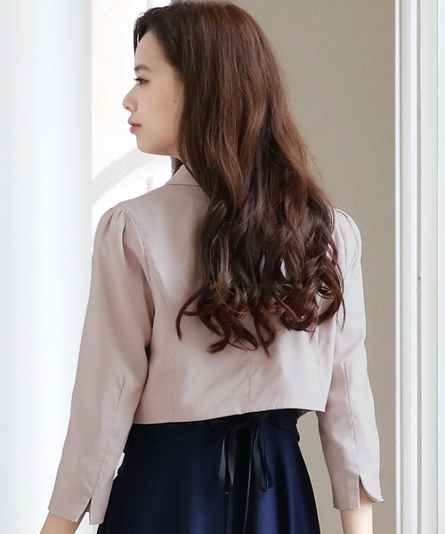 PourVous（プールヴー）の「大人の女性の雰囲気醸し出すショールカラー ボレロ 結婚式対応 オケージョン （テーラードジャケット・レディース・ブラック/グレイッシュベージュ/ベージュ/ミント・XL/L/M/XXL）」の12枚目の写真