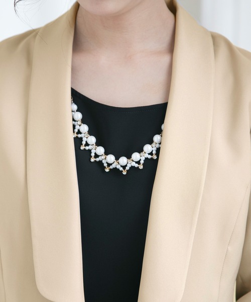 PourVous（プールヴー）の「大人の女性の雰囲気醸し出すショールカラー ボレロ 結婚式対応 オケージョン （テーラードジャケット・レディース・ブラック/グレイッシュベージュ/ベージュ/ミント・XL/L/M/XXL）」の10枚目の写真