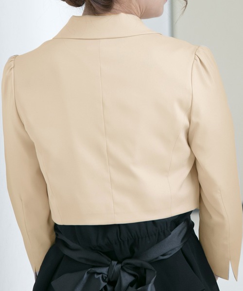 PourVous（プールヴー）の「大人の女性の雰囲気醸し出すショールカラー ボレロ 結婚式対応 オケージョン （テーラードジャケット・レディース・ブラック/グレイッシュベージュ/ベージュ/ミント・XL/L/M/XXL）」の8枚目の写真