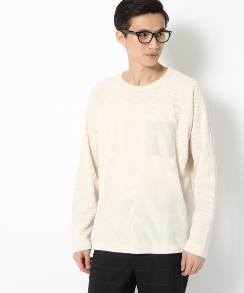 GLOBAL WORK（グローバルワーク）の「ヘビーワッフル長袖Ｔ/728401（Tシャツ/カットソー・メンズ・オフホワイト/ブラック/カーキ・X-LARGE/LARGE/MEDIUM/SMALL）」の1枚目の写真