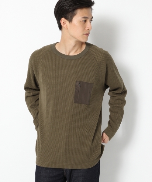 GLOBAL WORK（グローバルワーク）の「ヘビーワッフル長袖Ｔ/728401（Tシャツ/カットソー・メンズ・オフホワイト/ブラック/カーキ・X-LARGE/LARGE/MEDIUM/SMALL）」の3枚目の写真