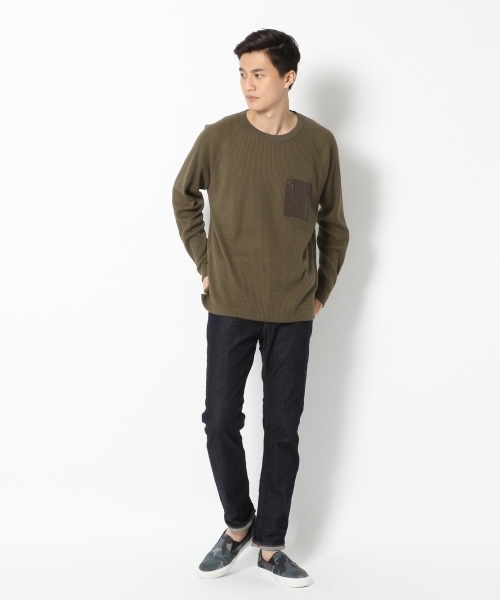 GLOBAL WORK（グローバルワーク）の「ヘビーワッフル長袖Ｔ/728401（Tシャツ/カットソー・メンズ・オフホワイト/ブラック/カーキ・X-LARGE/LARGE/MEDIUM/SMALL）」の12枚目の写真