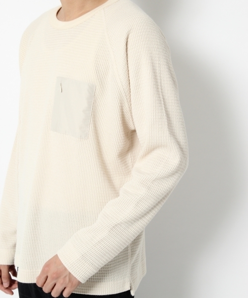 GLOBAL WORK（グローバルワーク）の「ヘビーワッフル長袖Ｔ/728401（Tシャツ/カットソー・メンズ・オフホワイト/ブラック/カーキ・X-LARGE/LARGE/MEDIUM/SMALL）」の6枚目の写真