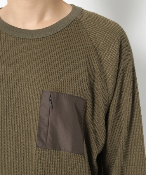 GLOBAL WORK（グローバルワーク）の「ヘビーワッフル長袖Ｔ/728401（Tシャツ/カットソー・メンズ・オフホワイト/ブラック/カーキ・X-LARGE/LARGE/MEDIUM/SMALL）」の10枚目の写真
