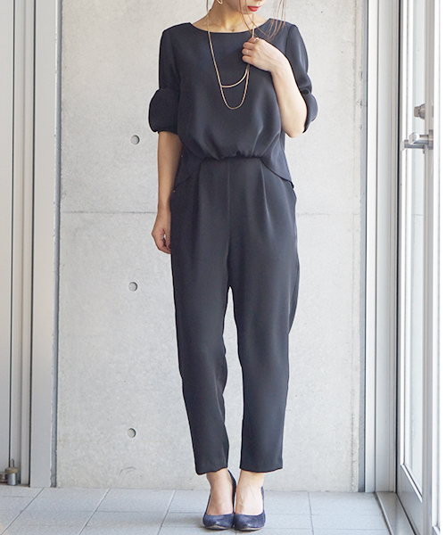 laboratory work（ラボラトリーワーク）の「ダブルクロスレースレイヤー　セットアップ　【結婚式　ワンピース】（つなぎ/オールインワン・レディース・ブラック/ネイビー・MEDIUM）」の16枚目の写真