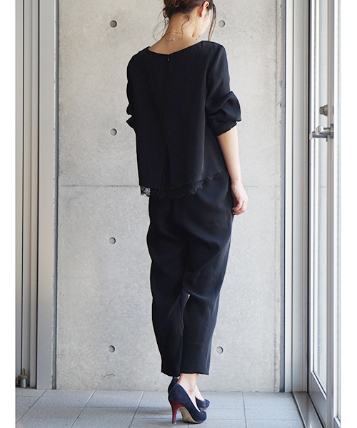 laboratory work（ラボラトリーワーク）の「ダブルクロスレースレイヤー　セットアップ　【結婚式　ワンピース】（つなぎ/オールインワン・レディース・ブラック/ネイビー・MEDIUM）」の17枚目の写真