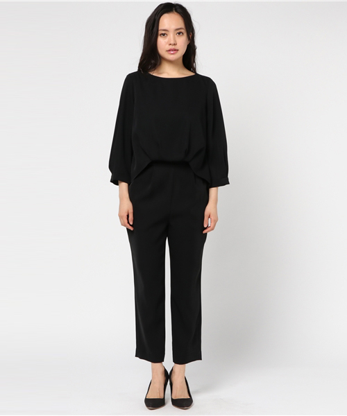 laboratory work（ラボラトリーワーク）の「ダブルクロスレースレイヤー　セットアップ　【結婚式　ワンピース】（つなぎ/オールインワン・レディース・ブラック/ネイビー・MEDIUM）」の3枚目の写真