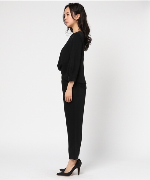 laboratory work（ラボラトリーワーク）の「ダブルクロスレースレイヤー　セットアップ　【結婚式　ワンピース】（つなぎ/オールインワン・レディース・ブラック/ネイビー・MEDIUM）」の4枚目の写真