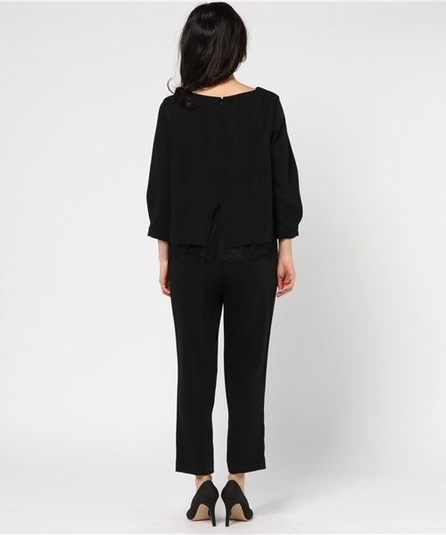 laboratory work（ラボラトリーワーク）の「ダブルクロスレースレイヤー　セットアップ　【結婚式　ワンピース】（つなぎ/オールインワン・レディース・ブラック/ネイビー・MEDIUM）」の5枚目の写真