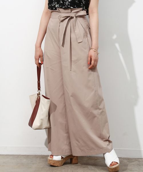 VIS（ビス）の「足長ワイドパンツ（その他パンツ・レディース・カーキ/ベージュ/ネイビー・S/M）」の2枚目の写真