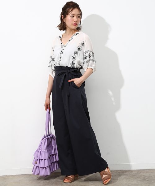 VIS（ビス）の「足長ワイドパンツ（その他パンツ・レディース・カーキ/ベージュ/ネイビー・S/M）」の10枚目の写真