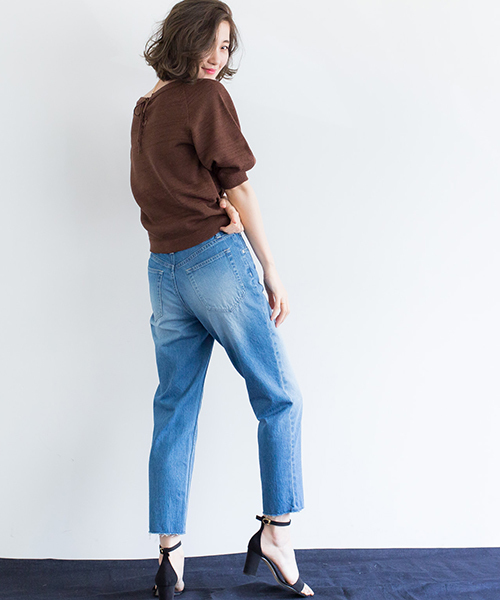 STUDIOUS（ステュディオス）の「バルーンウォッシャブル半袖ニット（ニット/セーター・レディース・ブラウン/レッド/オフホワイト・FREE）」の17枚目の写真