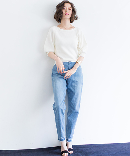 STUDIOUS（ステュディオス）の「バルーンウォッシャブル半袖ニット（ニット/セーター・レディース・ブラウン/レッド/オフホワイト・FREE）」の18枚目の写真