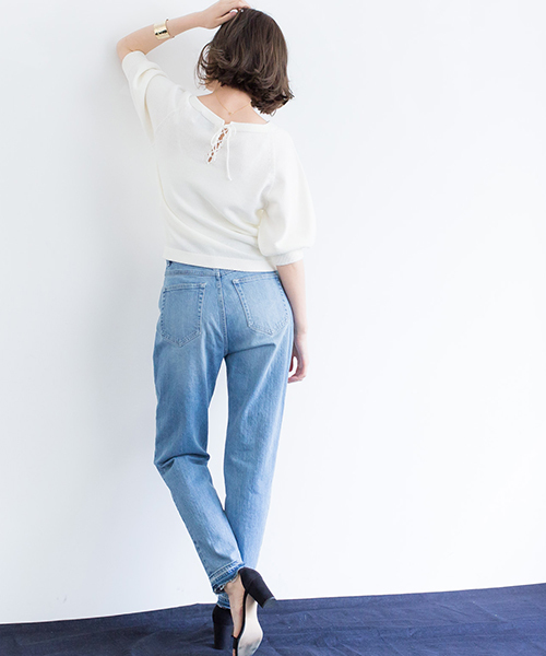 STUDIOUS（ステュディオス）の「バルーンウォッシャブル半袖ニット（ニット/セーター・レディース・ブラウン/レッド/オフホワイト・FREE）」の19枚目の写真