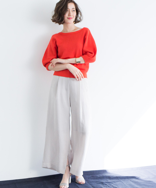 STUDIOUS（ステュディオス）の「バルーンウォッシャブル半袖ニット（ニット/セーター・レディース・ブラウン/レッド/オフホワイト・FREE）」の10枚目の写真