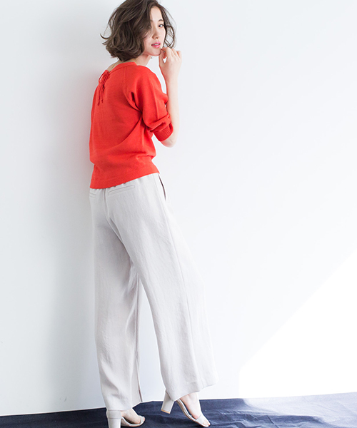 STUDIOUS（ステュディオス）の「バルーンウォッシャブル半袖ニット（ニット/セーター・レディース・ブラウン/レッド/オフホワイト・FREE）」の11枚目の写真