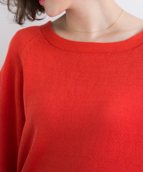 STUDIOUS（ステュディオス）の「バルーンウォッシャブル半袖ニット（ニット/セーター・レディース・ブラウン/レッド/オフホワイト・FREE）」の5枚目の写真