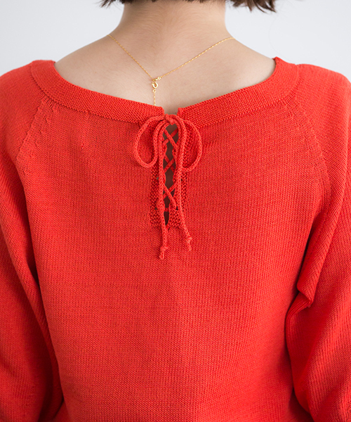 STUDIOUS（ステュディオス）の「バルーンウォッシャブル半袖ニット（ニット/セーター・レディース・ブラウン/レッド/オフホワイト・FREE）」の7枚目の写真