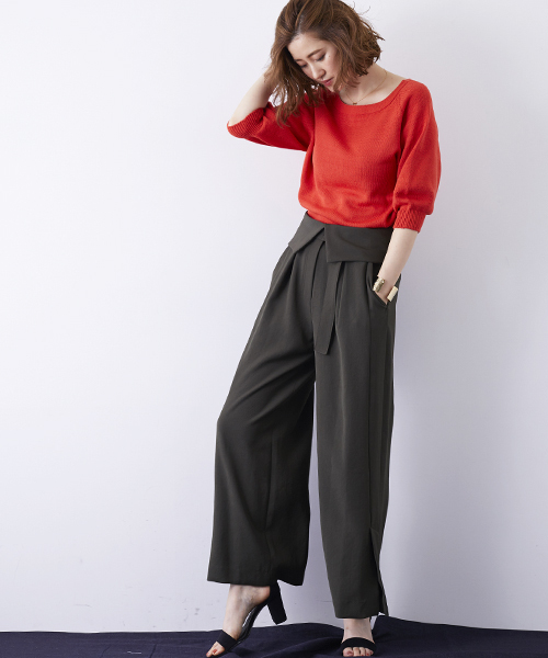 STUDIOUS（ステュディオス）の「バルーンウォッシャブル半袖ニット（ニット/セーター・レディース・ブラウン/レッド/オフホワイト・FREE）」の20枚目の写真