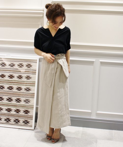 plage（プラージュ）の「リネンヘリンボン ミモレスカート◇（スカート  