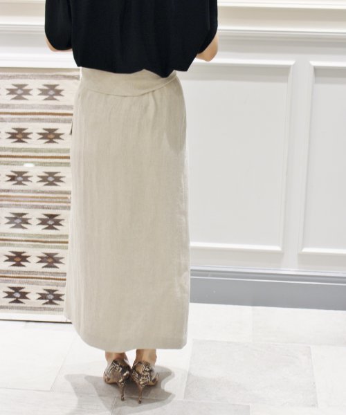 plage（プラージュ）の「リネンヘリンボン ミモレスカート◇（スカート  