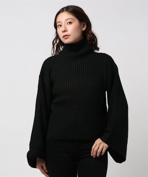 KOBE LETTUCE（コウベレタス）の「ボリュームのあるワイドなお袖が最旬styleにアップデート！ワイドスリーブハイネックリブニットトップス/レディースセーター/長袖[C3026]神戸レタス（ニット/セーター・レディース・ブラック/グレー/アイボリー/ベージュ系その他・FREE）」の2枚目の写真