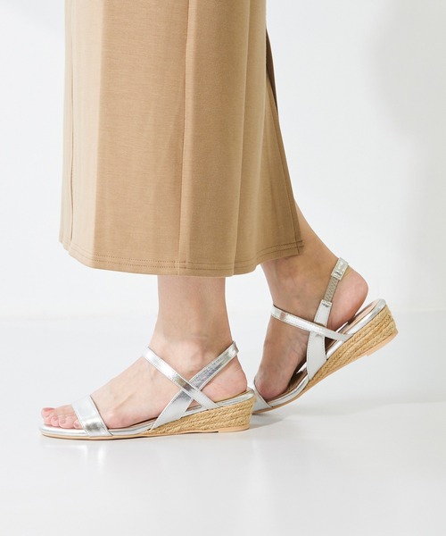 menue(メヌエ)の「3.5cmヒール ジュート ゴムストラップサンダル(サンダル)」|シルバー