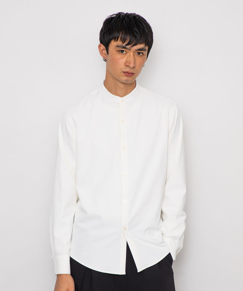 STUDIOUS（ステュディオス）の「【STUDIOUS】シェルドライバンドカラーシャツ（シャツ/ブラウス・メンズ・ホワイト/ネイビー・1/2/3）」の6枚目の写真