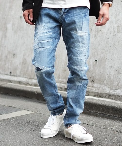 GOSTAR DE FUGA(ゴスタール ジフーガ)の「ルーズシルエットデニムパンツ(デニムパンツ・メンズ・ライトブルー/インディゴブルー・S/M/L)」の1枚目の写真