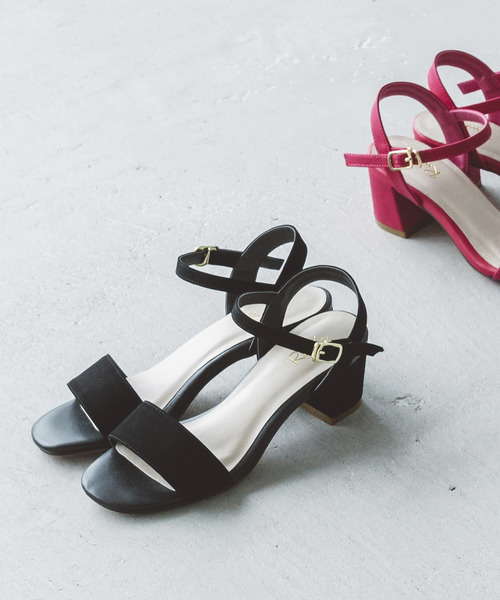 RiiiKa（リーカ）の「シンプルベルトヒールサンダル【RiiiKa/リーカ】（サンダル・レディース・ブラック/ベージュ/ピンク/グリーン・LL/S/M/L）」の2枚目の写真