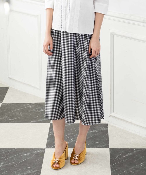 Petit Honfleur（プチオンフルール）の「ギンガムチェックスカート（スカート・レディース・ブラック/ネイビー・M size/L size）」の2枚目の写真