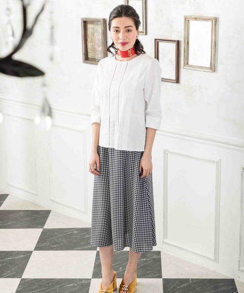 Petit Honfleur（プチオンフルール）の「ギンガムチェックスカート（スカート・レディース・ブラック/ネイビー・M size/L size）」の21枚目の写真