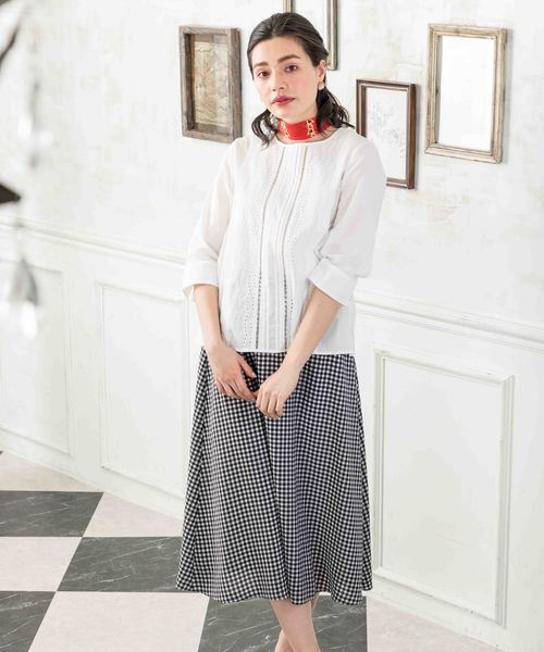 Petit Honfleur（プチオンフルール）の「ギンガムチェックスカート（スカート・レディース・ブラック/ネイビー・M size/L size）」の18枚目の写真