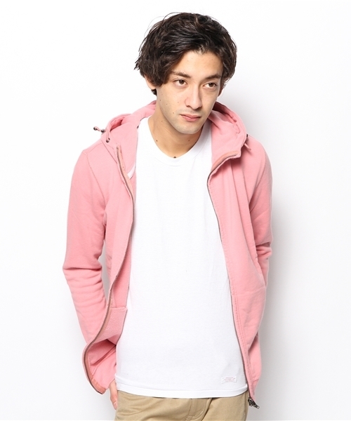 PLST(プラステ)の「Men バックプリントジップアップパーカ(パーカー・メンズ・ホワイト/コバルトブルー/ライトイエロー/サーモンピンク・LARGE/SMALL/MEDIUM)」の6枚目の写真