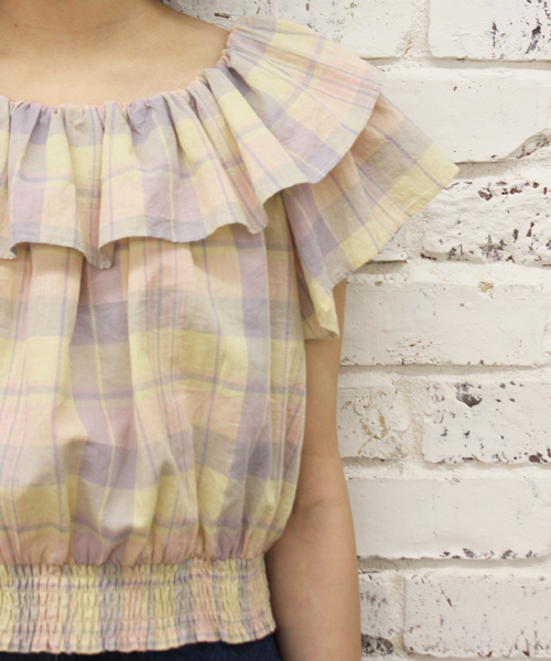 Kastane(カスタネ)の「【Kastane】マドラス衿フリルブラウス(シャツ/ブラウス・レディース・ブルー系その他/イエロー系その他/ピンク系その他・FREE)」の5枚目の写真