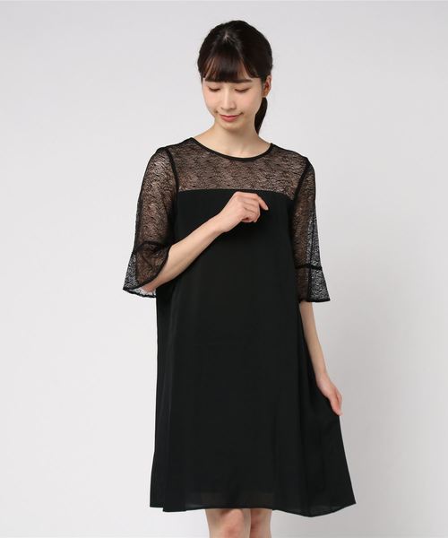 SNIDEL（スナイデル）の「レーススリーブデザインワンピース（ドレス  