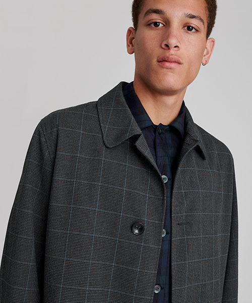 Saturdays NYC（サタデーズ ニューヨークシティ ）の「Daikanyama Plaid Overcoat（ピーコート・メンズ・ブラック/ベージュ・XL/XS/S/M/L）」の3枚目の写真