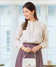 NARACAMICIE | ソフトジョーゼットネックギャザー長袖ブラウス(シャツ/ブラウス)