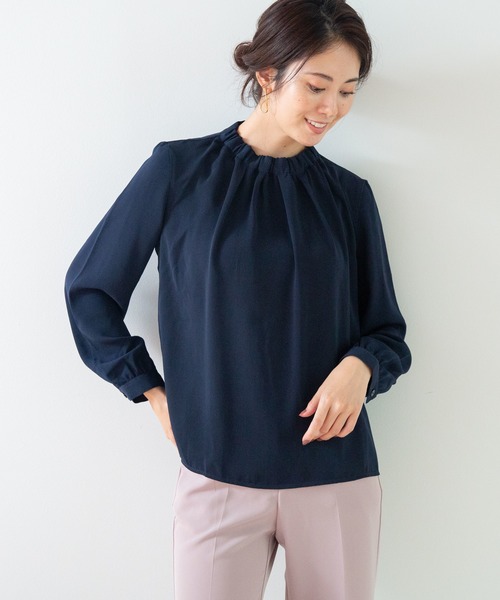 NARACAMICIE（ナラカミーチェ）の「ソフトジョーゼットネックギャザー長袖ブラウス（シャツ/ブラウス・レディース・ホワイト/グリーン/ネイビー・SMALL/MEDIUM/LARGE）」の20枚目の写真